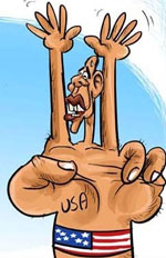 عکس خبري -كاريكاتور/ آمريكا تسليم ارادت ملت ايران