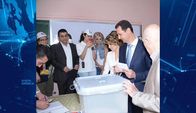 عکس خبري -اسد راي خود را به صندوق انداخت+عکس