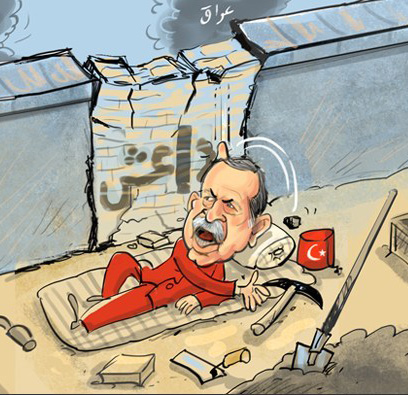 عکس خبري -کاريکاتور/خواب آشفته اردوغان زير ديوار شکسته داعش!