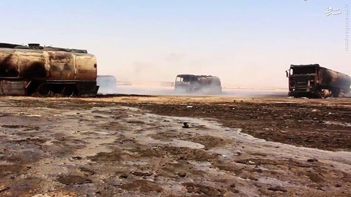 عکس خبري -انهدام کاروان نفت داعش در رقه+عکس