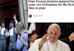 عکس خبري -حمايت پاپ از اتحاديه‌هاي همجنسگرايان